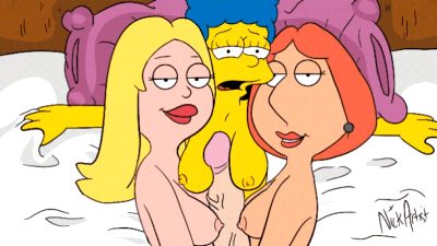 Francine, Marge, and Lois tit fuck lucky stiff